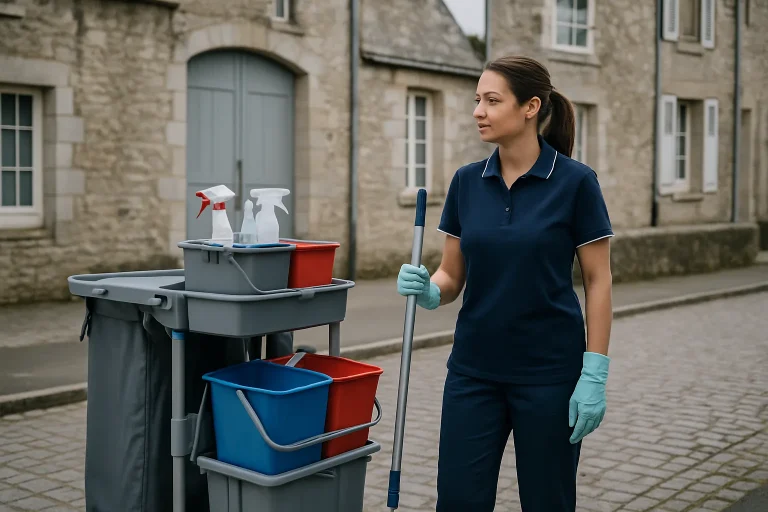 Équipe de nettoyage à Montebourg nettoyant un appartement avec soin.