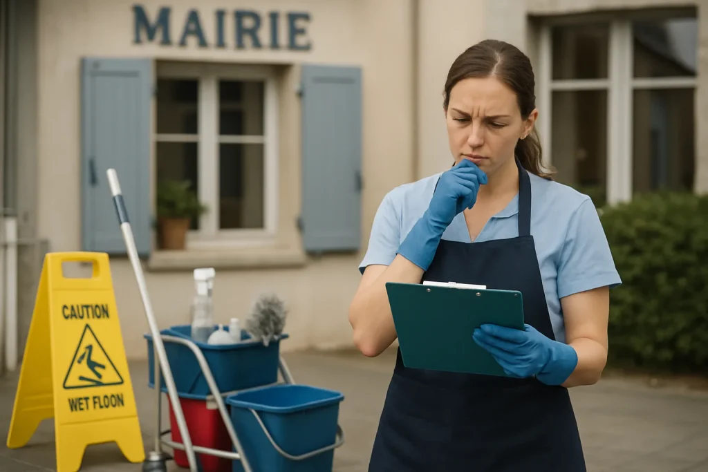 Une équipe de nettoyage professionnelle travaille dans une maison à GOUVILLE-SUR-MER, utilisant des équipements modernes.