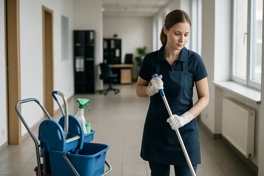 Équipe de nettoyage professionnelle à PONTORSON nettoyant un appartement insalubre.