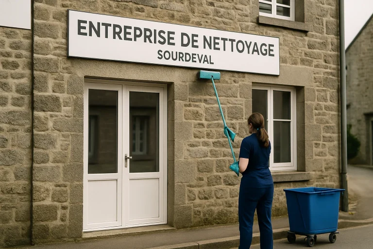 Équipe de nettoyage désinfectant un salon à SOURDEVAL après un décès.
